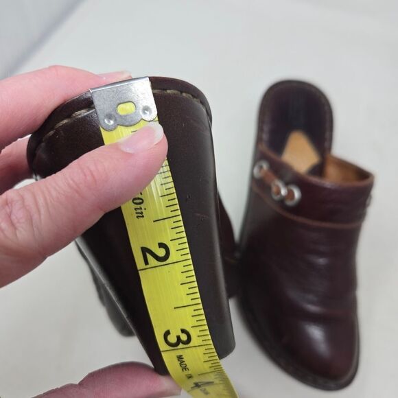 BORN Women's Brown Leather Heeled Clogs Size 7 | 38 EU - Picture 11 of 12